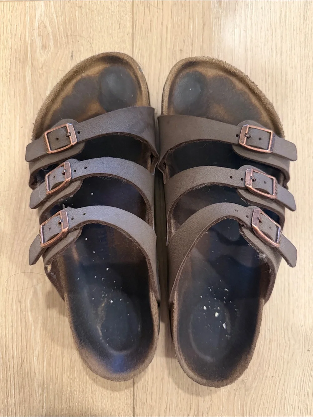 Birkenstock Kids Three-Strap Brown Leather Sandals